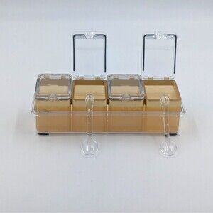 Acrylic Condiment / Spice Organizer With Serving Spoons